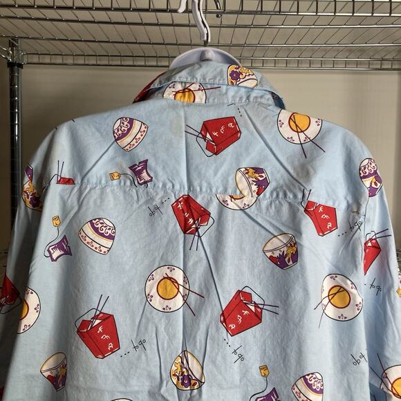Vintage Chatterprintz Women's Quirky Chinese Food Button Up Shirt Size L Roomy - Picture 9 of 10
